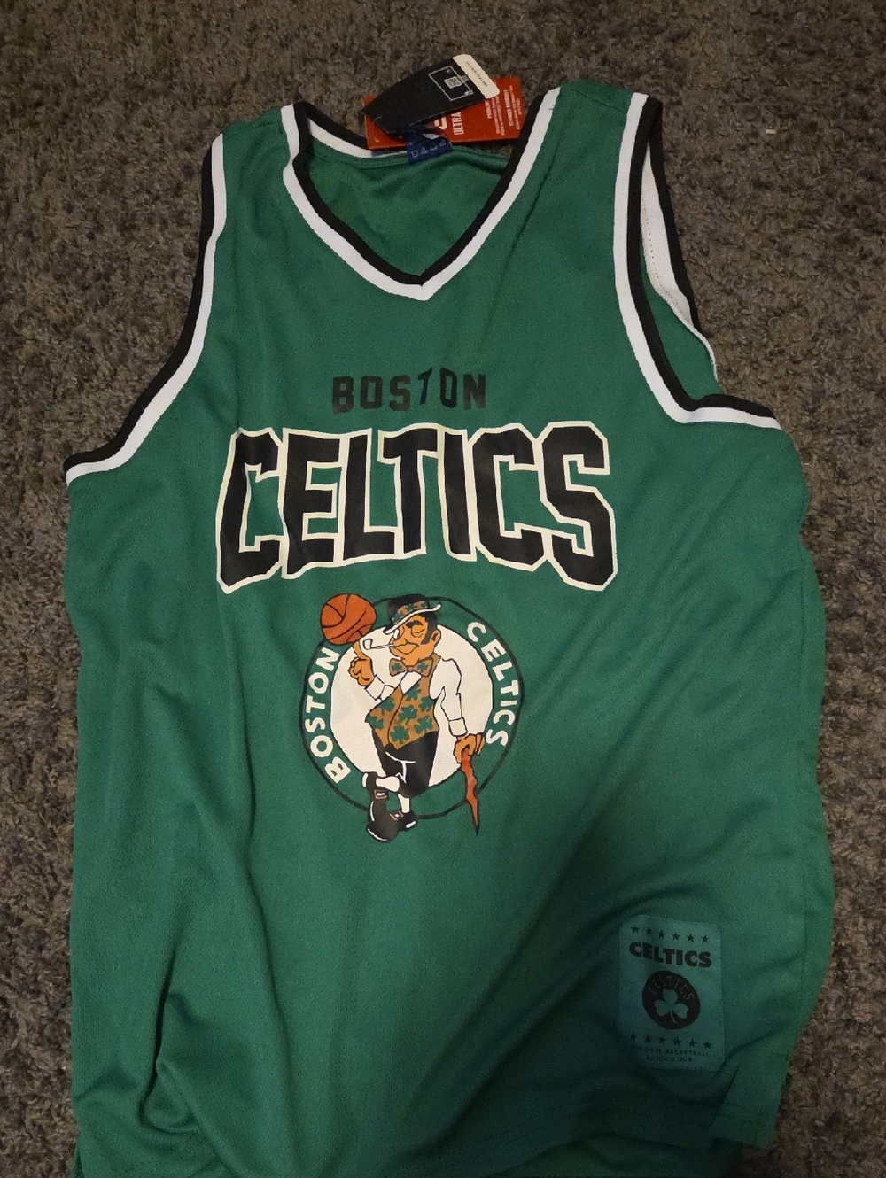 Green NBA Ultra Game Basketball Jersey with Black & White Trim